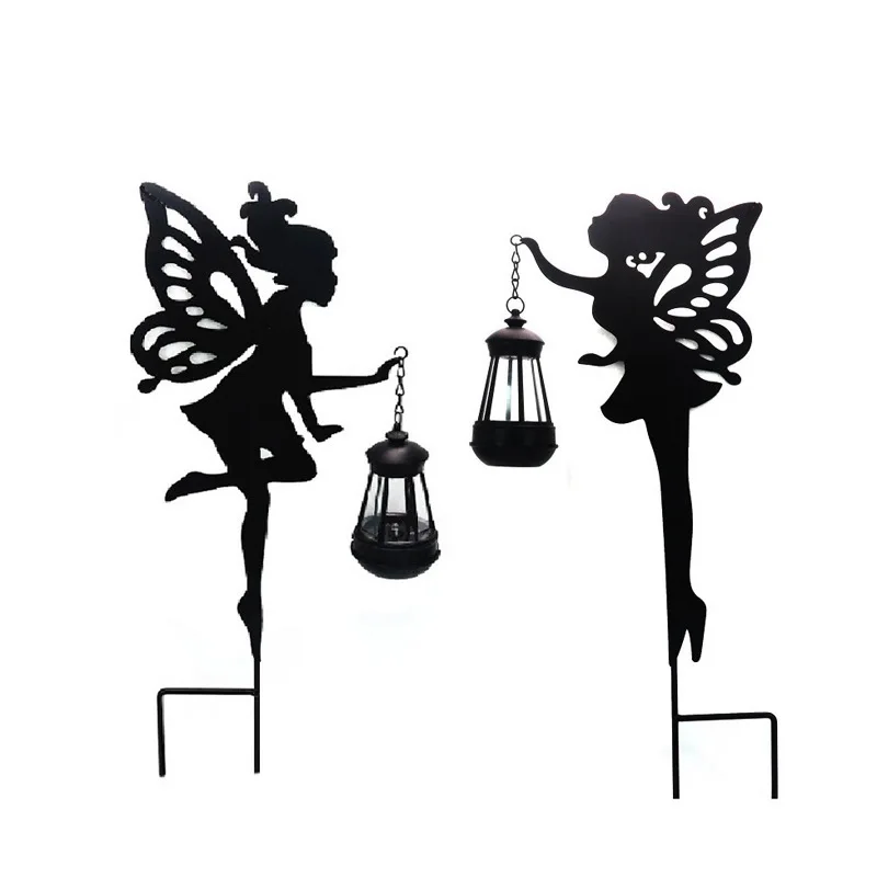 Solar household lawn lamp outside wrought iron flower fairy lantern ornaments to insert garden decoration landscape lamp