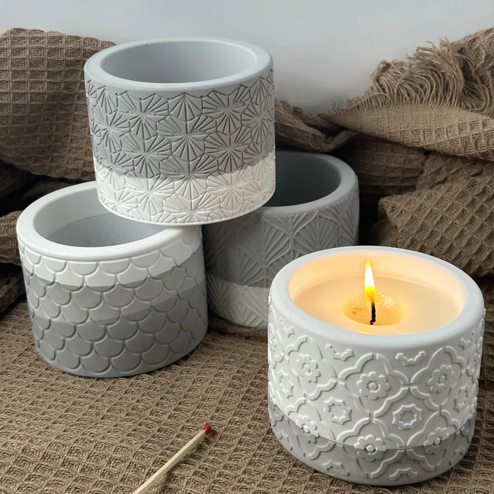 Concrete Flower Pot Silicone Mold DIY Handmade Cylinder Plaster Cement Storage Box Molds Resin Candle Jar Making Home Decor silicone mold
