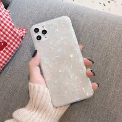 Glitter Dream Conch Shell Silicone Phone Case Cover - S20 (Pearl white)