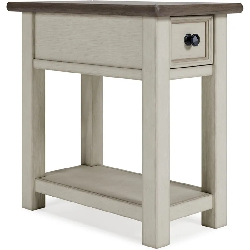 Bolanburg Farmhouse Chair Side End Table, Light Brown & Whitewash 2