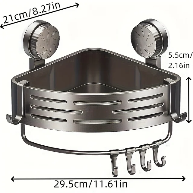 Suction Cup Bathroom Shelf with Hooks 3