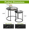 Coffee Table Nesting Black Set of 2 Side - Black Frame and Round Black Marble Wood Table, Industrial End Table Side . 2