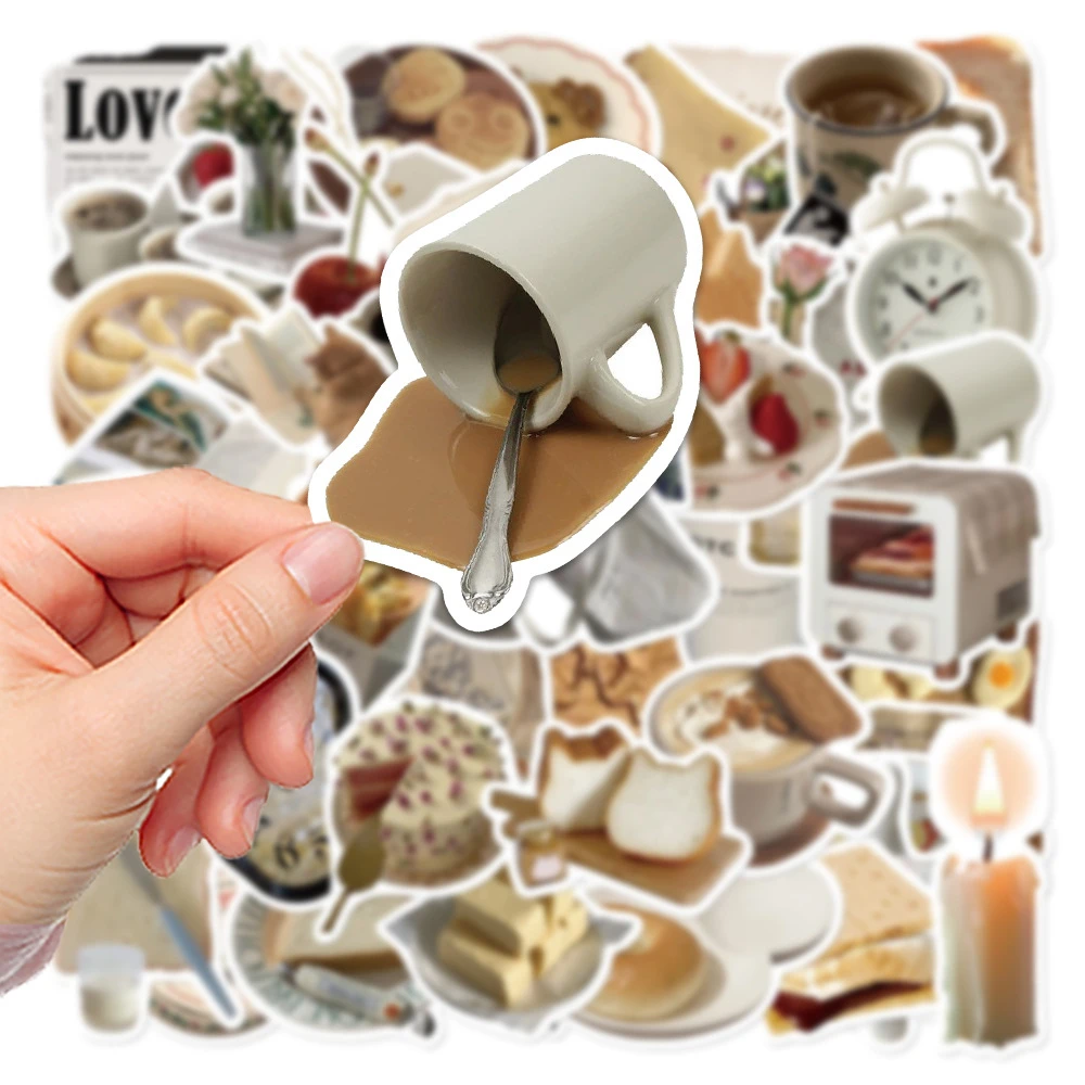 50PCS Ins 스타일 좋은 아침 스티커 전화 문구 용품 스크랩북 노트북 데칼 스티커 스토리 스토어