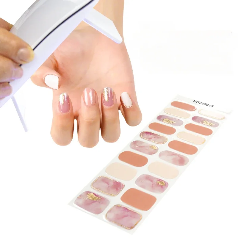 

Semi Cured Gel Nails Sticker for UV LED Lamp Adhesive Full Waterproof Women DIY Manicure Gel Nail Wraps Fashion Gel Nail Patch