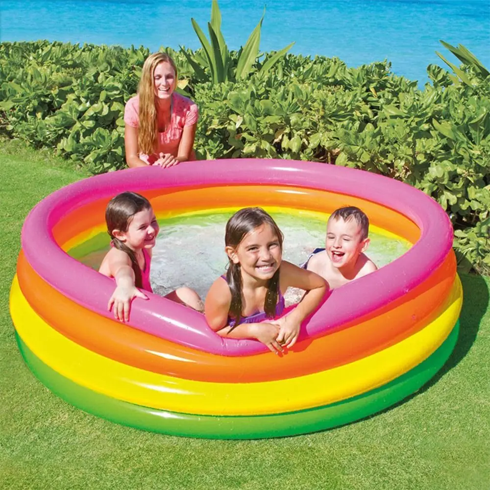 

PVC Inflatable Swimming Pool Round Rainbow Play Sensory Place Mat Fluorescent Float Accessories Paddling Pool Tub Children Toy