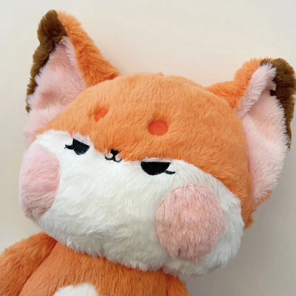 60CM Cute Angry Little Fox Plush Toy Brown Frowning Expression