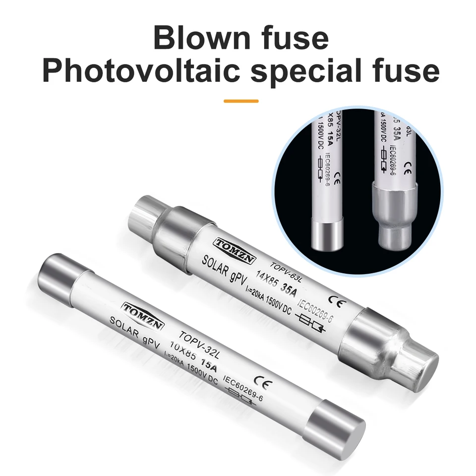 Fuze String Zonne-zekering 15a Pv String Fuse Holder Solar Fuse 15A 1500VDC 10*85mm ...