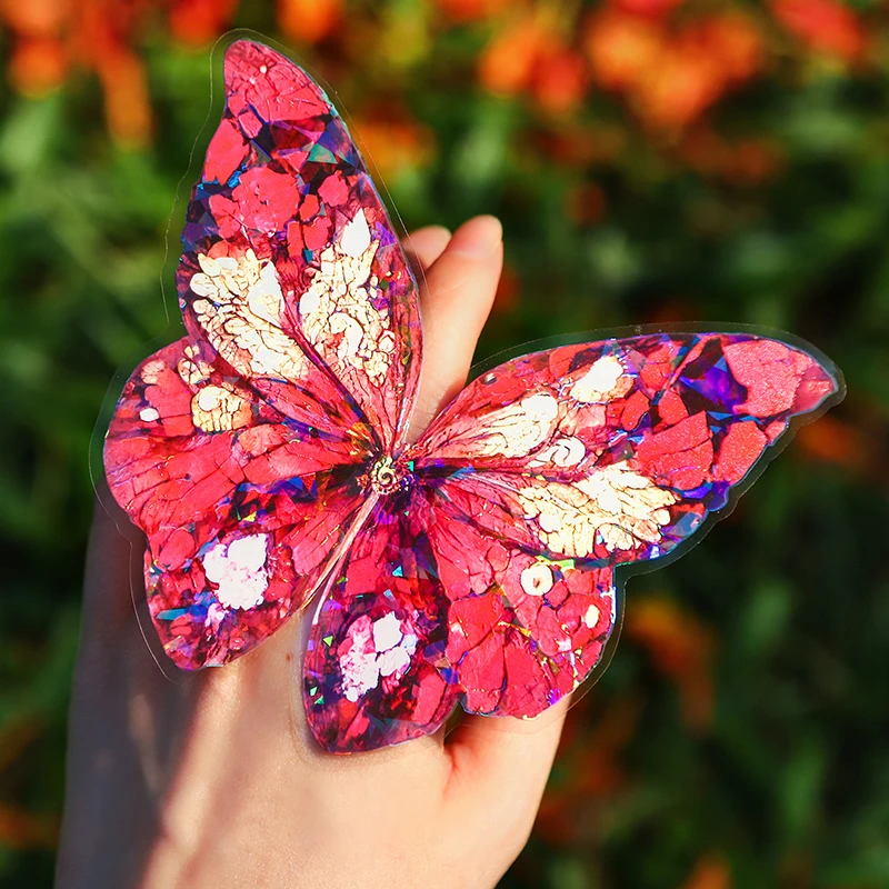 Set of 5 Glitter Butterfly Decorative Stickers for Journaling and Scrapbooking