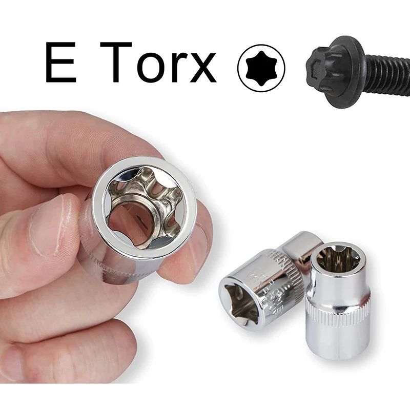 17-Piece Inverted E-Torx Impact Socket Set - Female Star Sockets For Impact Wrenches
