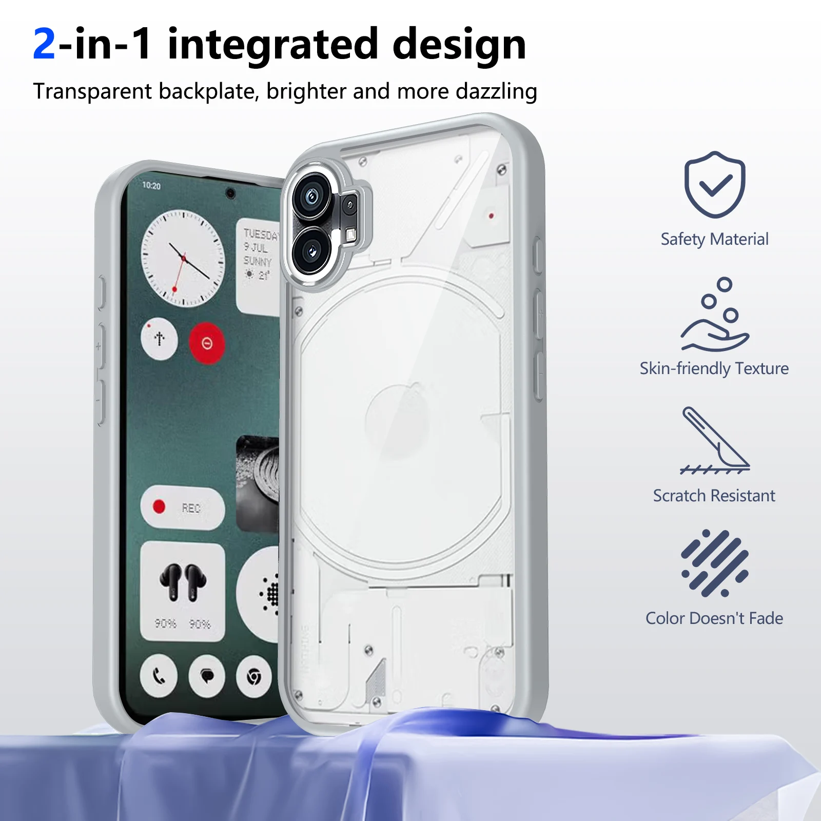 Ultra-Durable Air Cushion Shockproof Silicone Bumper with Clear Matte Back Cover