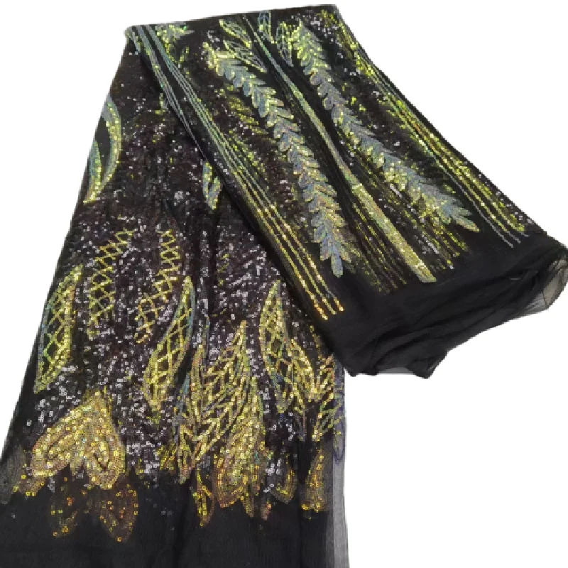 

Нигерийская кружевная ткань 2022, высококачественное кружево, черное Африканское кружево, ткань с блестками, французское кружево, мода для женщин, свадебные 5 ярдов