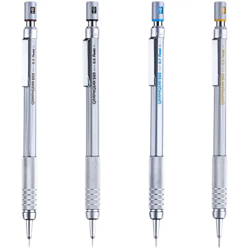 1pc Pentel Graphgear 500 제도 기계식 연필 엔지니어링 프로 펜용 지우개가있는 자동 연필 0.3 0.5 0.7 0.9mm