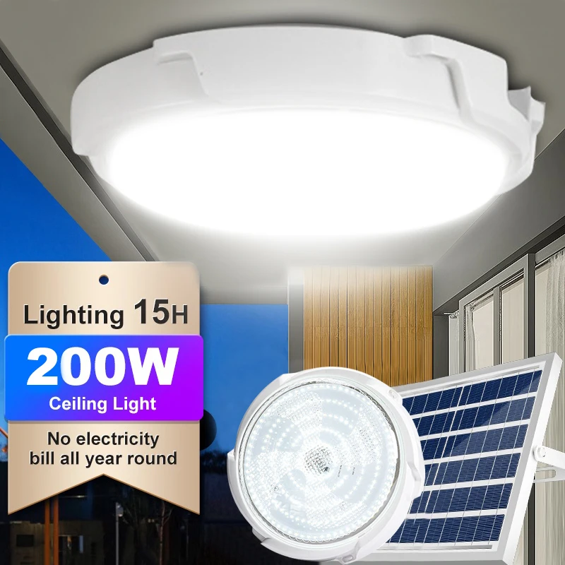 

Led Solar Lights Outdoor Ceiling Light Indoor Remote Control Double Head Solar Wall Light Outdoor Wall LED Garden Round Lighting