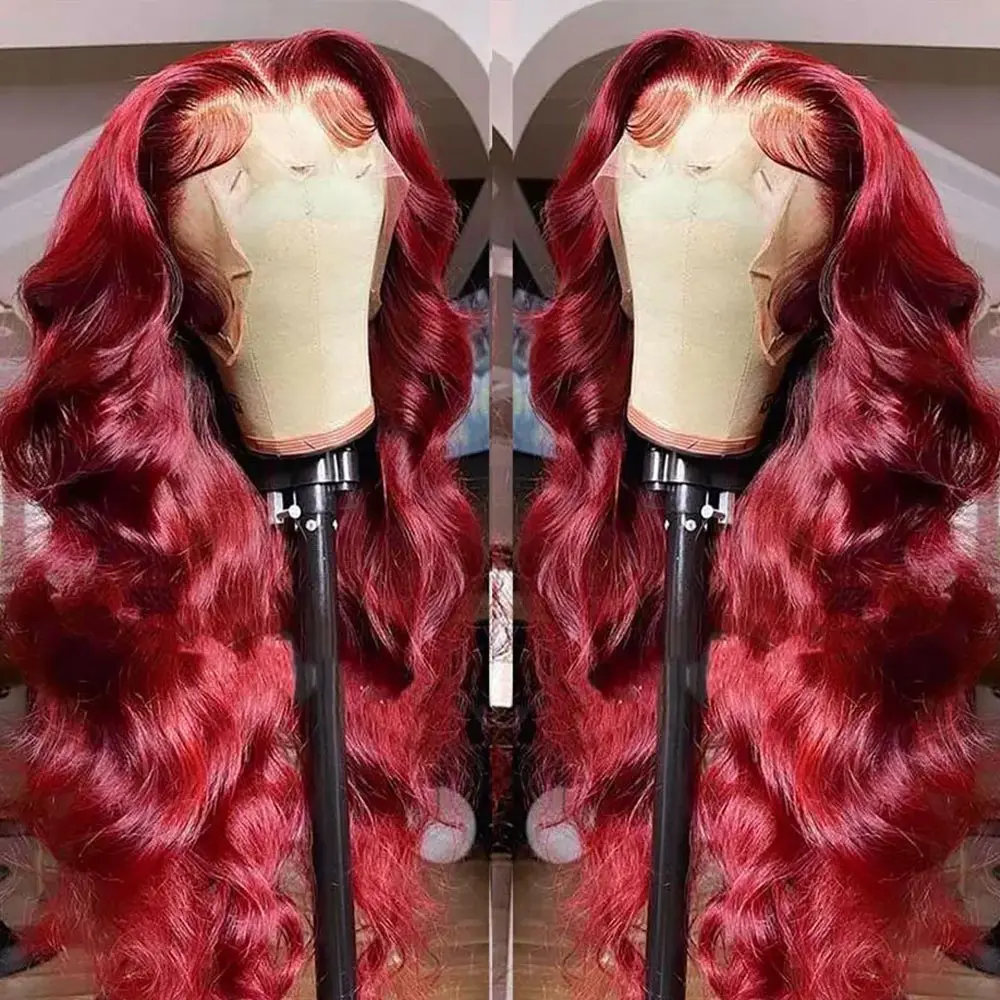 Glueless 5X7 5X5 HD Lace Closure Wig 99j Burgundy Body Wave Lace Front Wig Human Hair 13x4 13x6 HD Lace Fraontal Wig Wear And Go