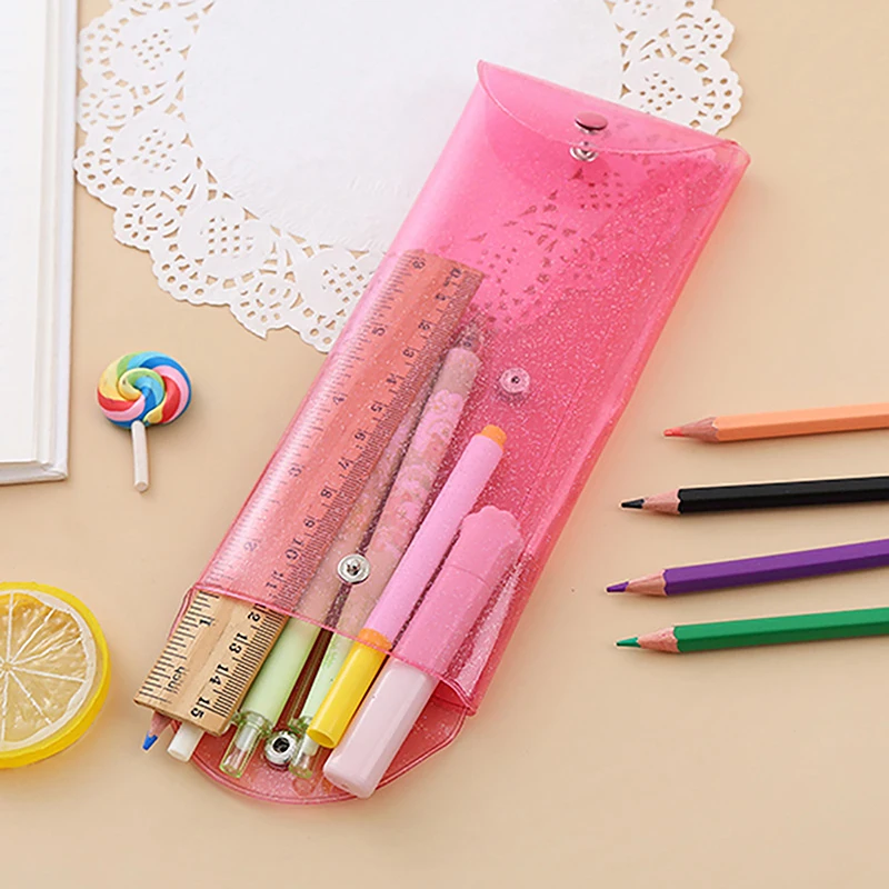 1pcs Clear Laser Cosmetic Bag Makeup Case Coin Pencil Bag Pouch Cute Glitter Pencil Laser Pen Case School Bags For Girls