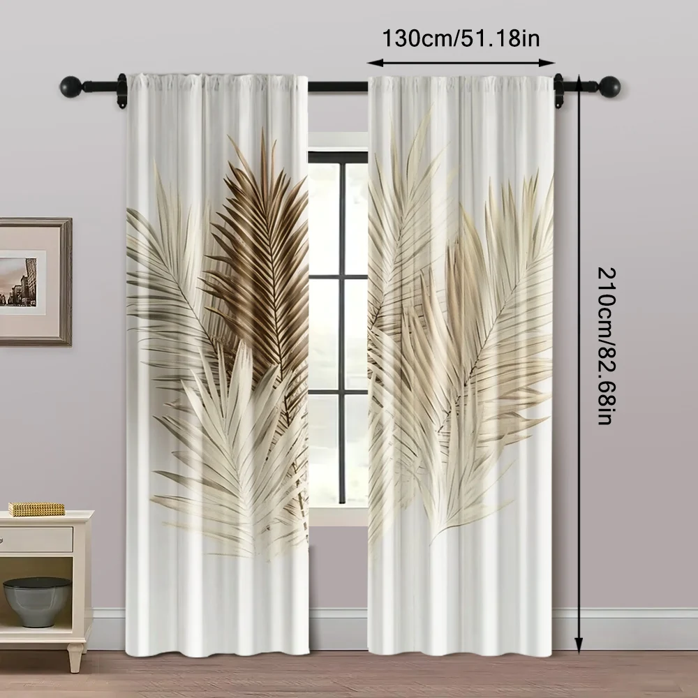 2pcs, Curtain Cloth Spring Curtains&Drapes Brown Palm Polyester (without rod) Decorations For Home Use for Bedroom Living Room 5