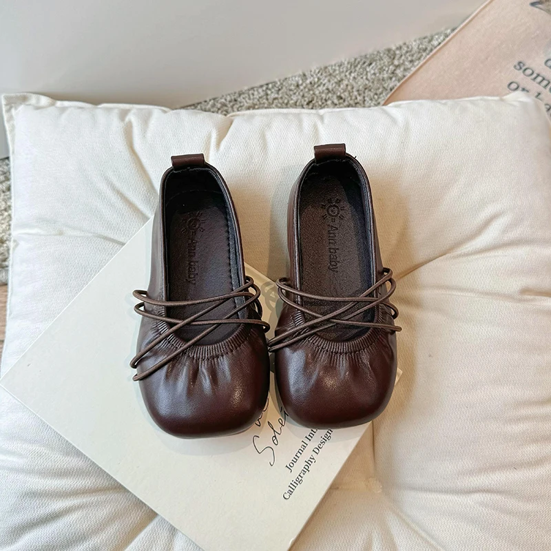 Baby Girl Shoes Fashion Solid Color Casual Mary Janes Soft Flats Children Kids Leather Shoes Comfortable Toddler Slip-on Loafers