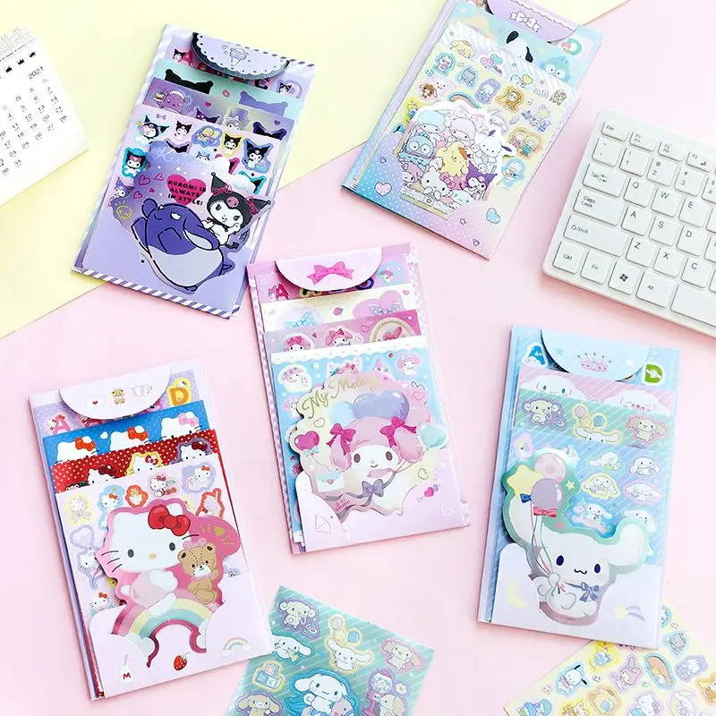

Sanrio Kawaii Hello Kitty Anime Combination Sticker Kuromi Cinnamoroll Hand Account Decoration Diy Stickers Kids Toys Gifts