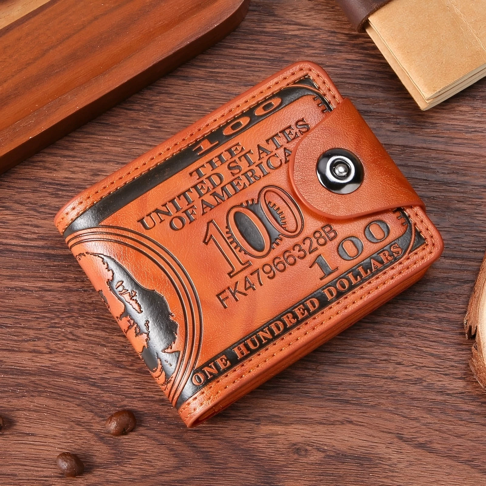 Men's Wallets With 100 US Dollar PatternWallet Male Leather Walet Photo Card HolderFashion Large Capacity Wallet Purse Bag