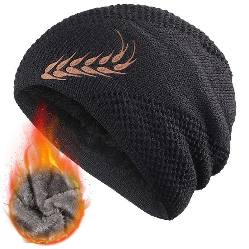 

Unisex Knit Beanie Winter Hat for Women Thermal Thick Polar Fleece Snow Skull Cap Autumn Hat Plus Velvet Wheat Knitted Hat Men