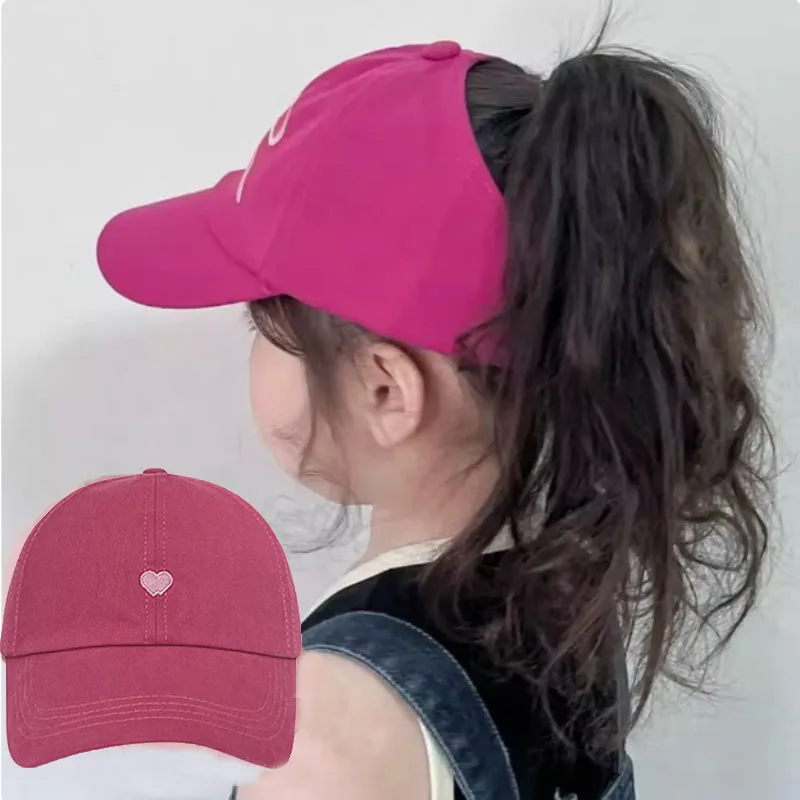 Baseball Cap Children Summer Cap Tie High Ponytail Children Sun Visor Hats Baseball Empty Tail Embroidery Casual Simple