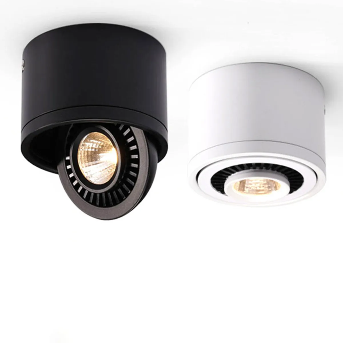 Dimmable Surface Mounted LED Ceiling Light 7W 12W 15W 18W Black White Ceil Downlight COB Lamp Rotatable Background Spot Home