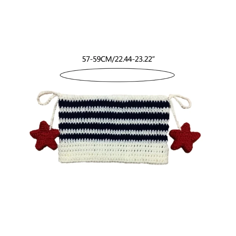 Crochet Stripe Pattern Handmade Cat Ear Hat Soft Winter Warmer Knitted Hat Cold Winter Presents for Students Teenagers 6