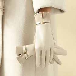 Women's Elegant Fleece - Lined Winter Gloves with Touch Screen Capability - One Size (Beige)