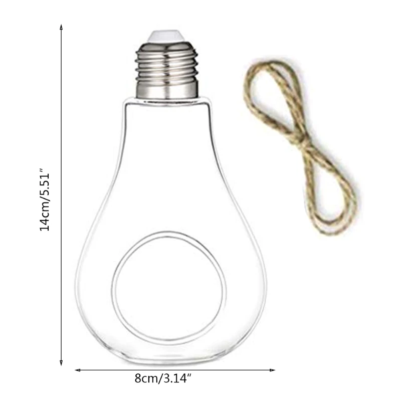 Light Bulb Shaped Outdoor Glass Hanging Planters Plant Pots for Succulent Tillandsia Holder Gift for Home Durable 6