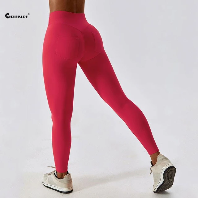 CHRLEISURE Yoga Pants with Pockets Quick-Drying Fitness Leggings  High-Waisted Butt Lift Workout Tights Activewear Gym Wear - AliExpress