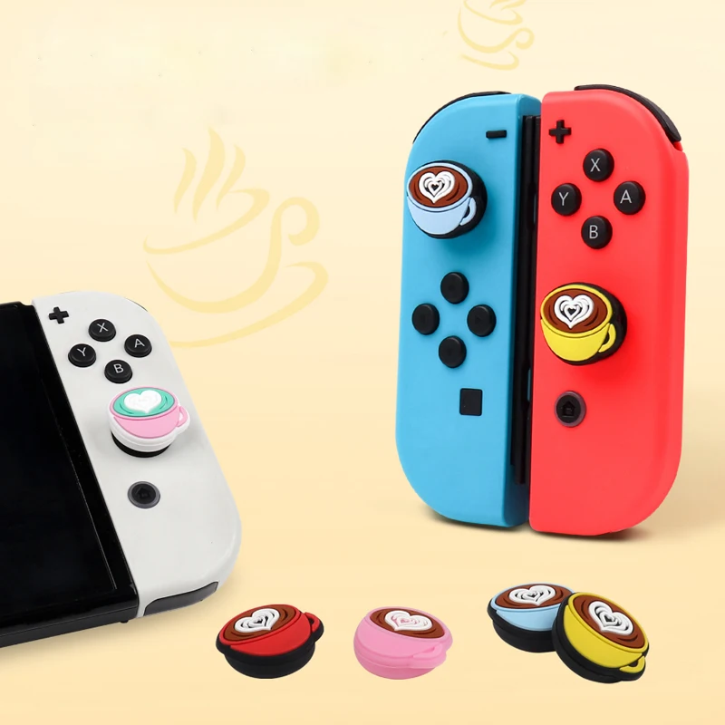 Creative Coffee Cup Thumb Stick Grip Cap Joystick Cover Per Switch Oled Ns Lite Joy-Con Silicone Soft Thumbstick Case Protector