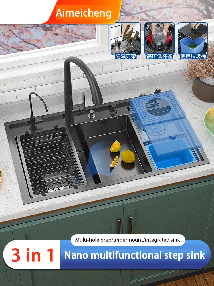 2023 New product Waterfall Sink Quartz stainless steel Cup Washer