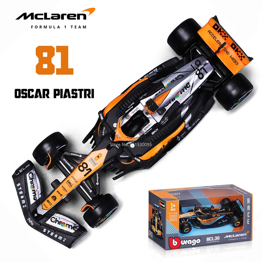 Bburago 1:43 dvcpro p2 britský praktický lékař mclaren F1 MCL60 2023 #4 lando norris #81 oskar piastri slitina auto zemřít litého modelka hračka sběratelskou