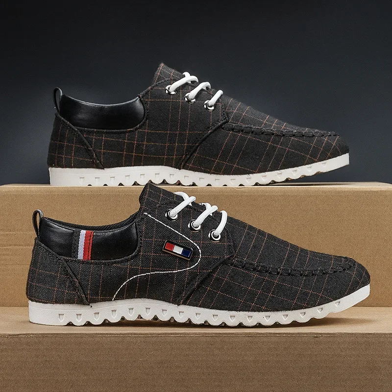 Men's Canvas Shoes Comfortable Vulcanized Shoes Outdoor Casual Flat Shoes 2023 New Lightweight Walking Shoe Zapatillas De Hombre 3