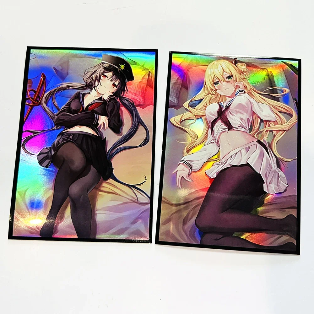 Playing Card Cover Card Storage Box 50PCS Holographic Outer Animation YuGiOh Card Sleeves Trading Cards Protector Shield Laser Card Deck Cover Japanese Size 63x90mm