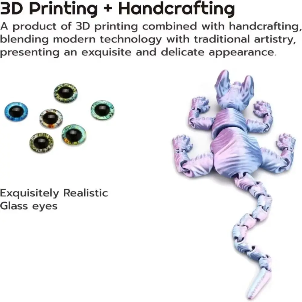 Home Room Siamese Kitten 3D Printed Cat Articulated Multi-joint Mini Cat Figure Movable Desktop Decor 3D Hairless Cat Children