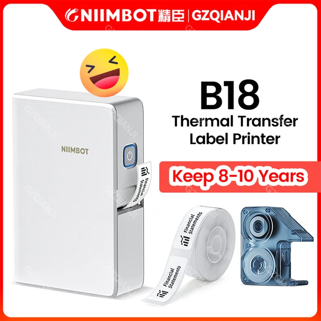 NIIMBOT Label Maker B18 Mini Thermal Transfer Label Printer with