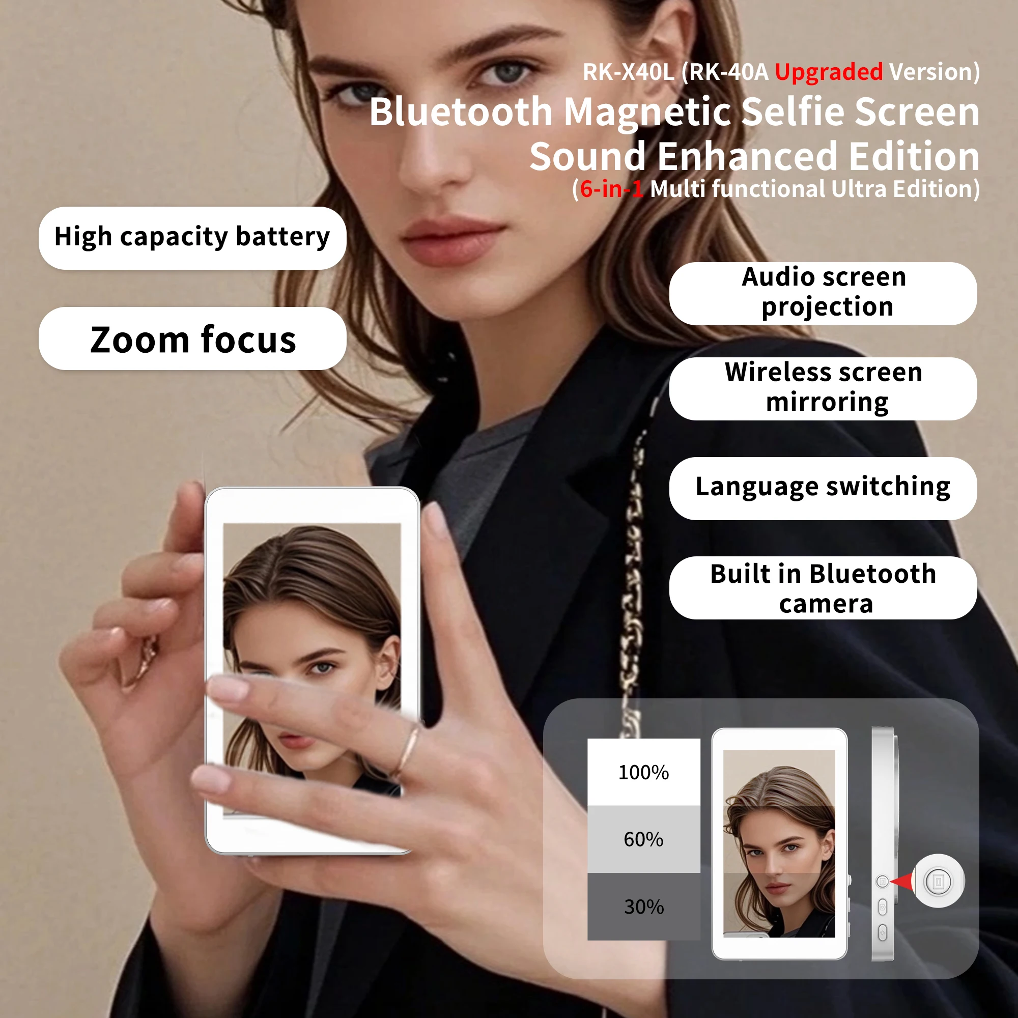 Magnetic Cell Phone Vlog Self Timer Monitor Screen Using Rear Camera Monitor For