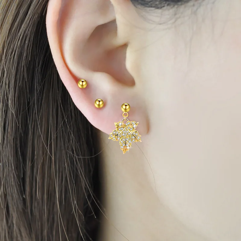 

Women's 925 Sterling Silver Gold Plated Earrings Simple Ins Light Luxury Colorful Silver Earrings 2022 New Internet Celebrity Si