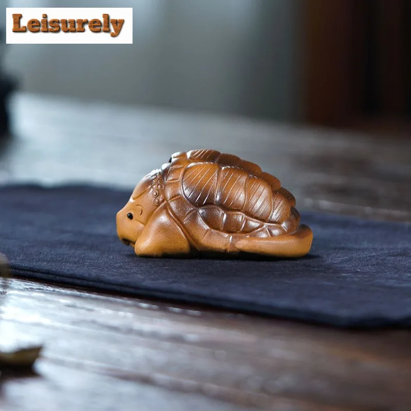 Yixing Zisha Fortune Turtle Tea Pet Luxury Tea Spirit Tea Figurine Play Toys Tea Statue Ornaments Can Be Raised Drinkware Gift