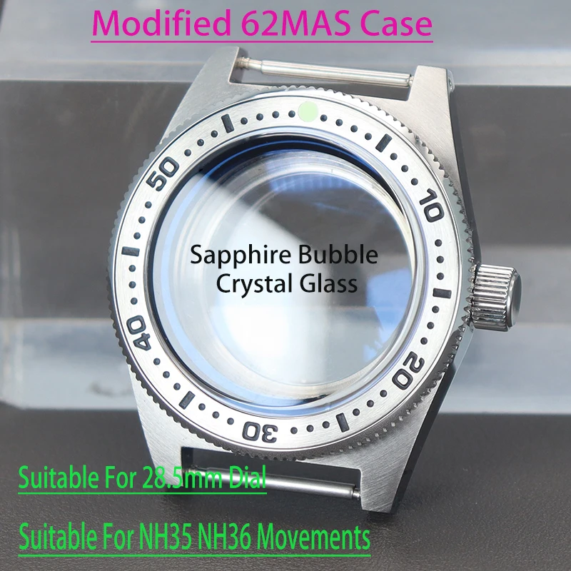 Cassa Dell'Orologio Retrò Da Uomo Da 40Mm Modificata Seiko 62Mas Diving Bubble Vetro Zaffiro Fit Nh34 Nh35 Nh36 Nh38 Movimento Quadrante Da 28.5Mm