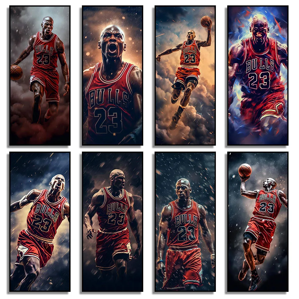 Poster Di Pallacanestro Di Grandi Dimensioni Stampe Legend Championship Star Michael Jordan Canvas Painting Sport Training Hall Wall Home Decor