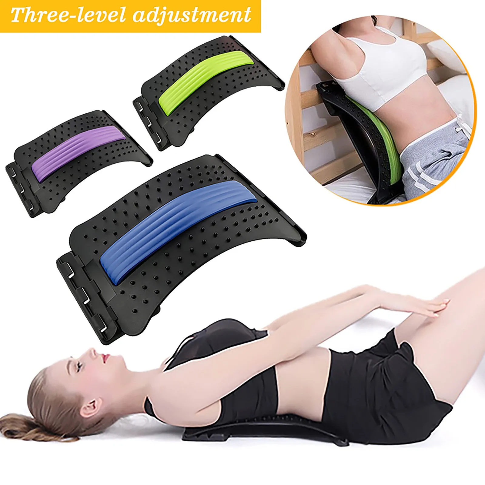 Back Stretching Device,Back Massager for Bed & Chair & Car,Multi Level Lumbar Support Stretcher