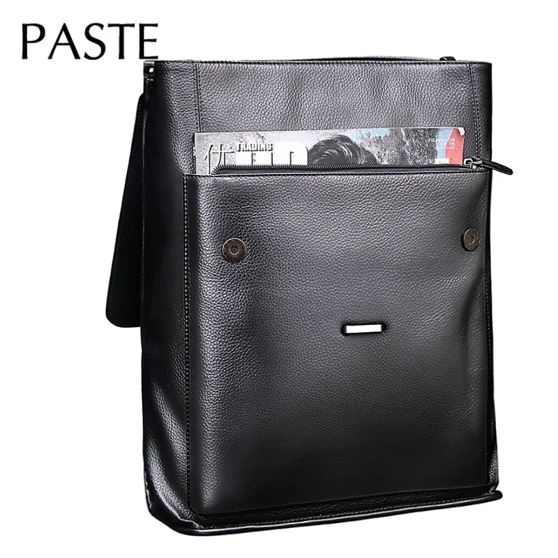 Simple Men Backpack Genuine Cow Leather Bagpack Business 15.6 Inch Laptop Computer Back Pack College Student School Bag Black 3