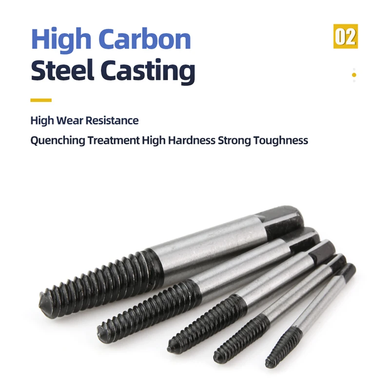 Screw Extractor Center Drill Bits Set 5Pcs Broken Screw Removal Carbon Steel Damaged Removal Tools Guide drill bit set screw extractor set drill bits drill bit screwdriver bit set