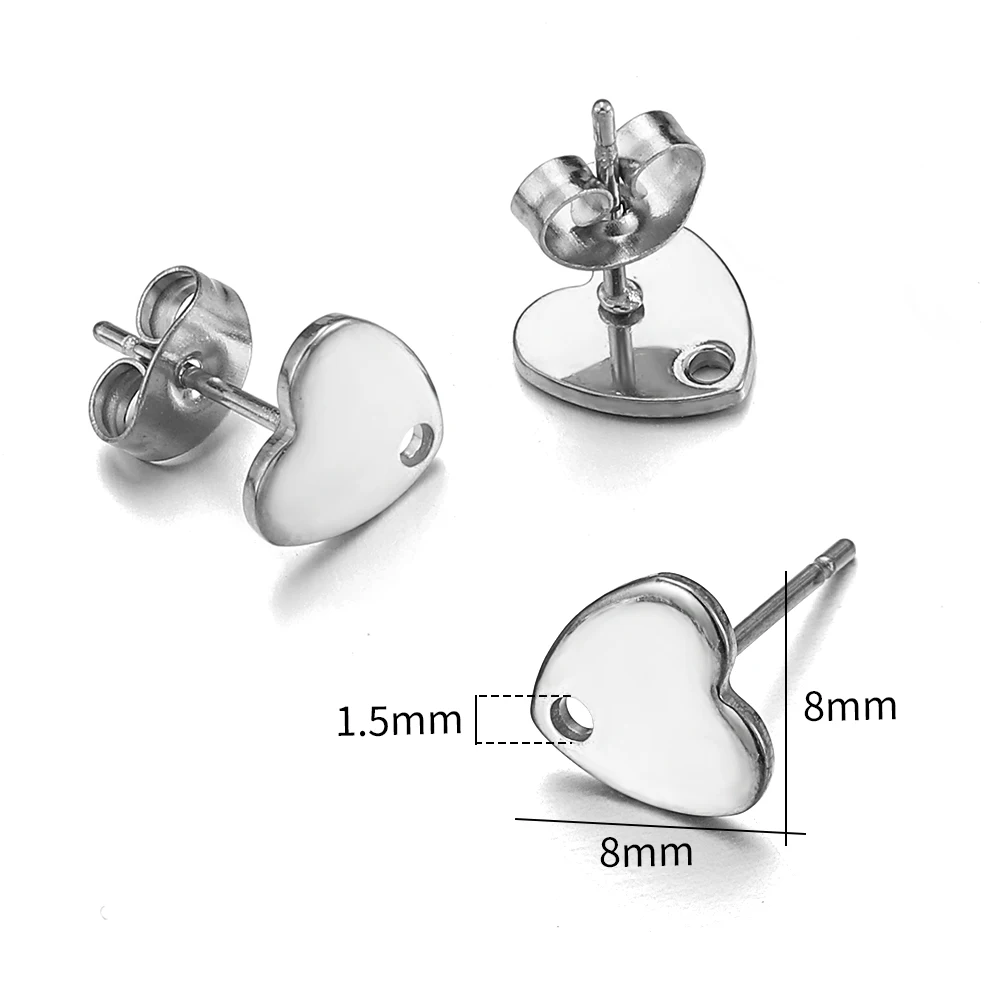 10 Stück Edelstahl-Ohrstecker, glatte Oberfläche, baumelnde Ohrring-Basis mit Loch für Anhänger, DIY-Schmuckherstellung, Zubehör, Zubehör – Detail 5