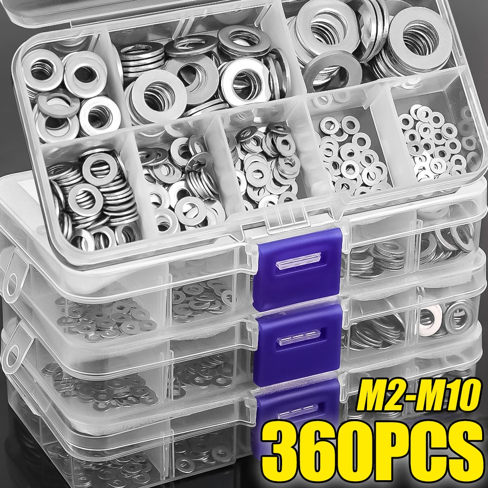 

Stainless Steel Flat Washers Hardware Metal Washers Plain Gasket Rings for Screw Bolt Assortment Kits M2 M2.5 M3 M4 M5 M6 M8 M10