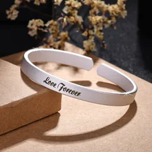 

S999 Sterling Silver Jewelry Punk Style Fashion Letter Frosted Open Couple Bracelet for Girlfriend Valentine's Day Romantic Gift