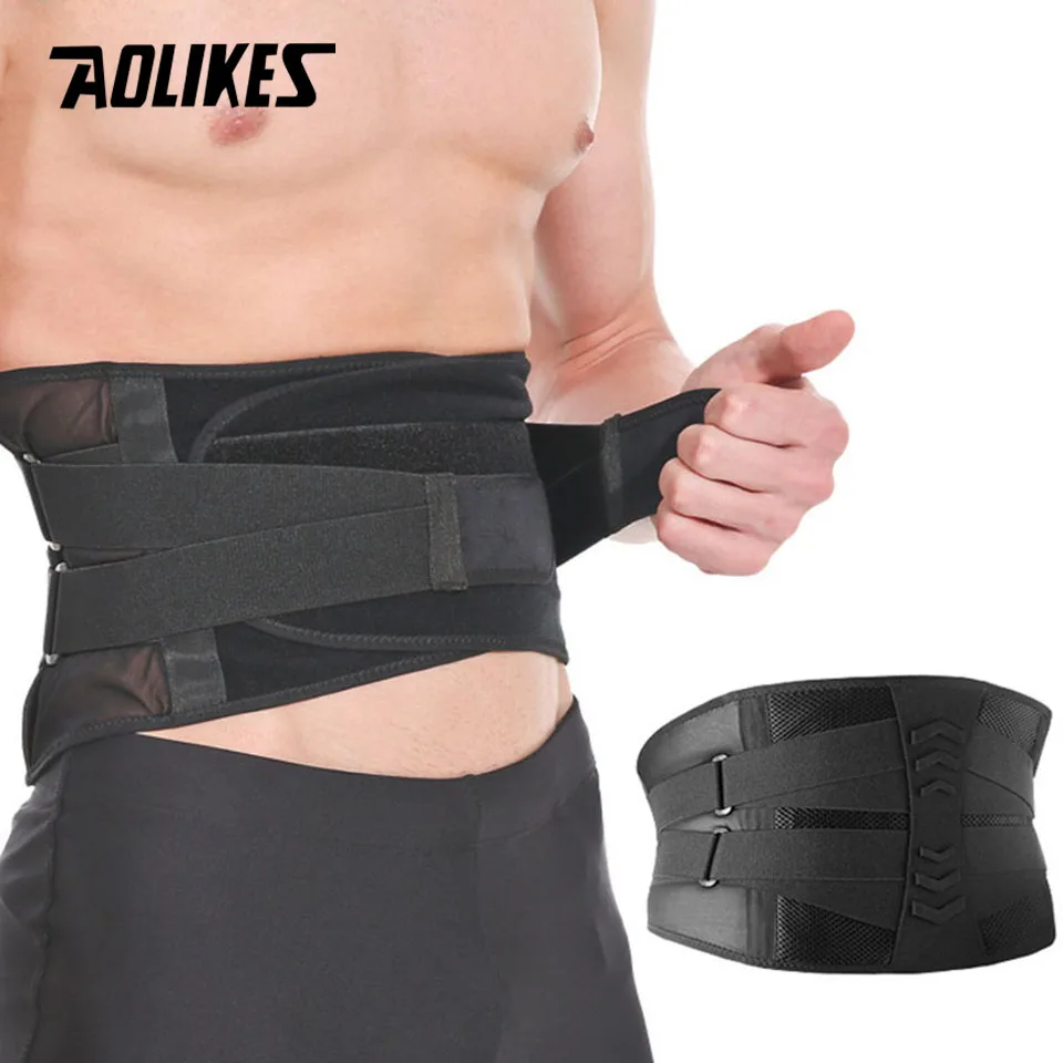 

AOLIKES New Back Brace, Lower Back Pain Relief with 4 Stays,Waist Lumbar Lower Back Support Belt with Dual Adjustable Straps