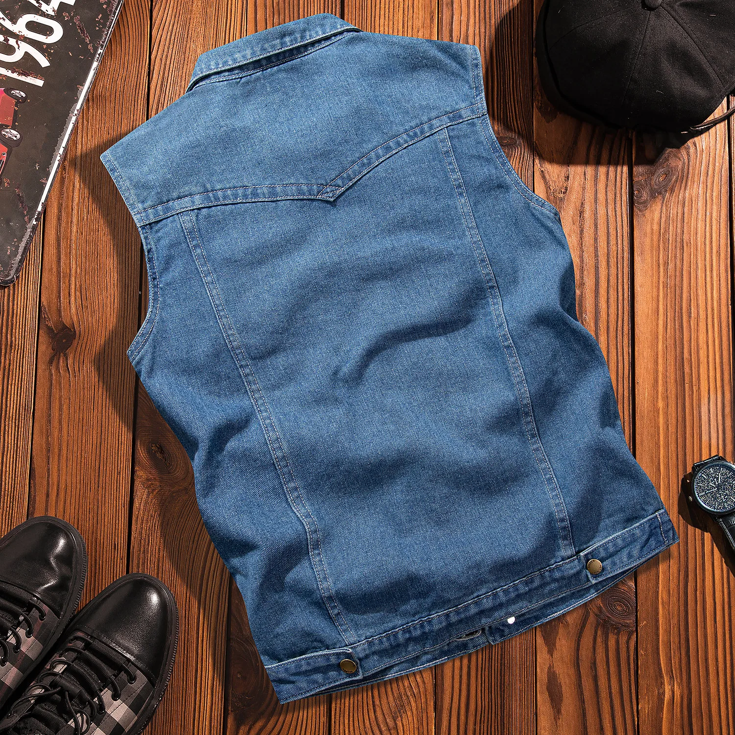 2024 New Mens Spring Autumn Ripped Sleeveless Jeans Jackets Men Pockets Denim Waistcoats Male Cowboy Gilet Tank Streetwear D719 2